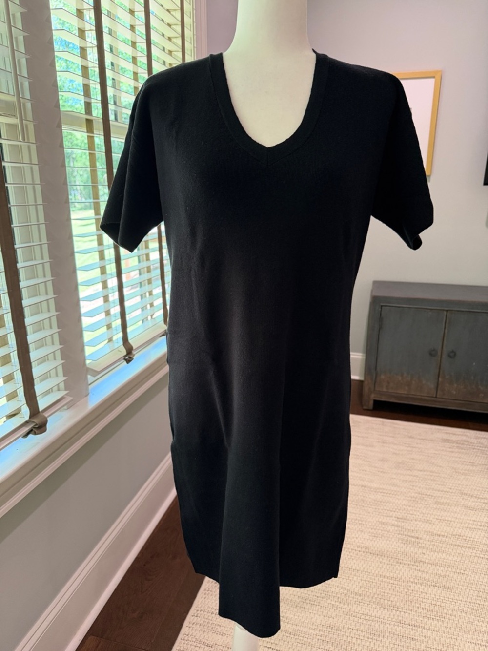 Natori Black V-Neck Mini Dress. New With Tags. Size Small.